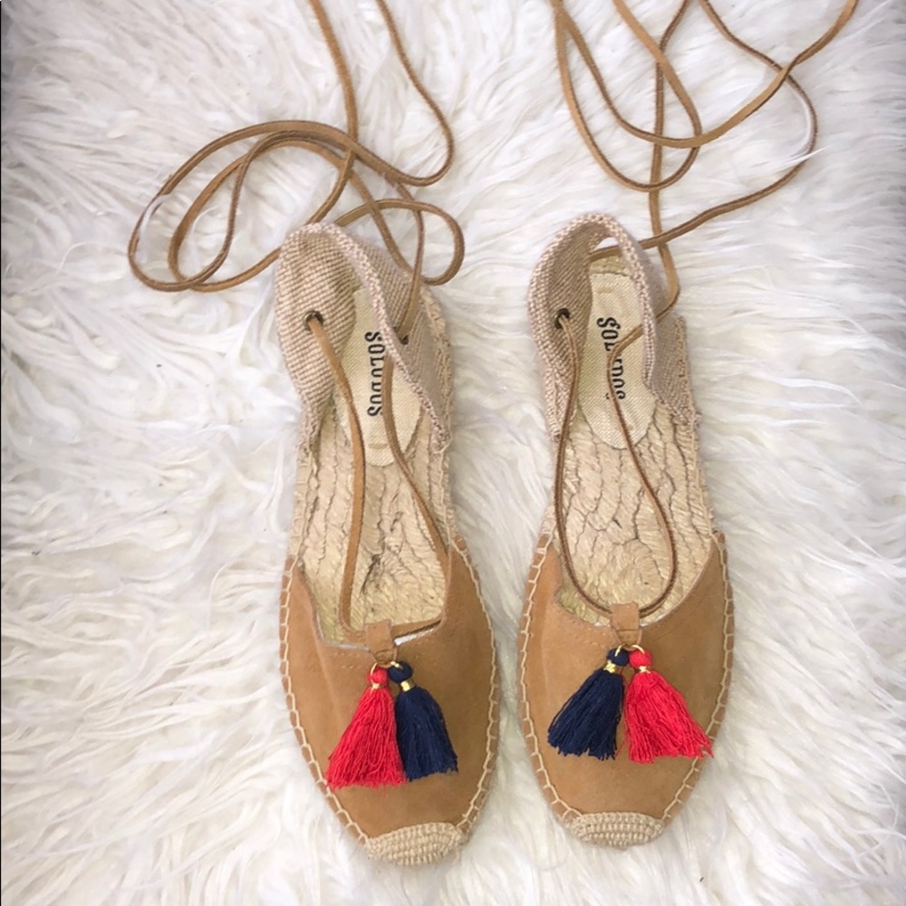Soludos Suede Tassel Lace Up Espadrille